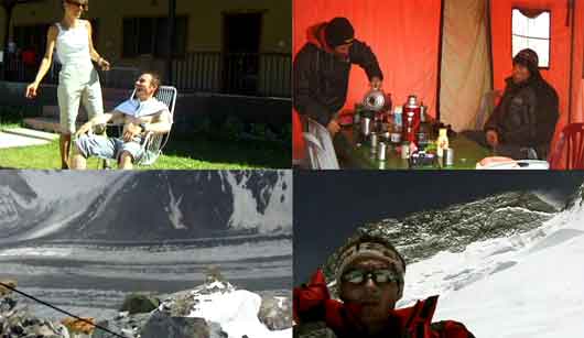 
Katia Lafaille Cuts JCs Hair, JC and Ed Viesturs Prepare To Leave Broad Peak Base Camp July 13 2003, Camp 2, Jean-Christophe Lafaille At Camp 3 July 14 2003 With Route Towards Broad Peak Col Above - Trio For One: Jean Christophe Lafaille DVD
